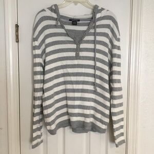 Reference Point New York Gray and White Striped Hoodie